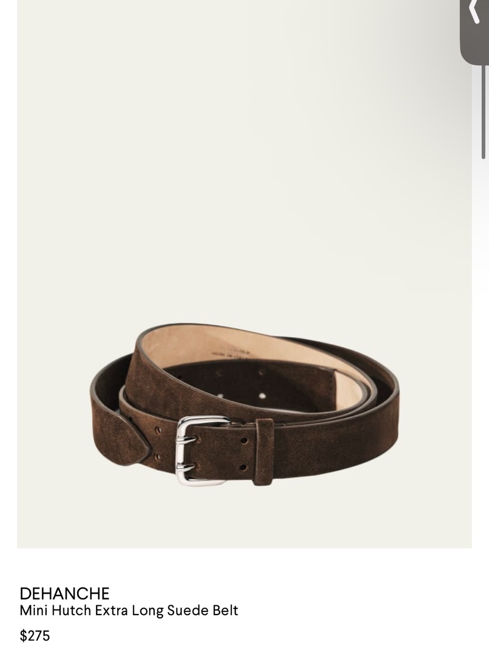 Dehanche mini hutch x-long suede chocolate silver belt Small